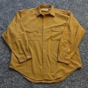 Vintage Men’s Bugle Boy Mustard Yellow Super Soft Flannel Shirt (XL)
